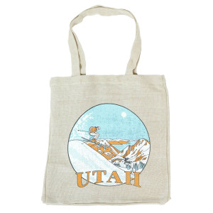 Utah Mountain Ski Adventure Burlap Bag
